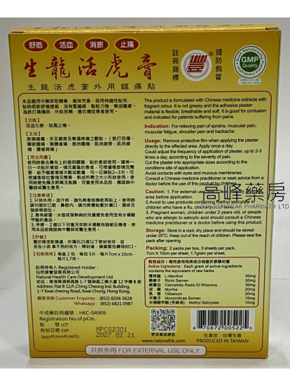 生龍活虎 外用鎮痛貼 10片裝 