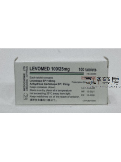 Levomed 100/25mg 100Tablets(Eq to Sinemet)