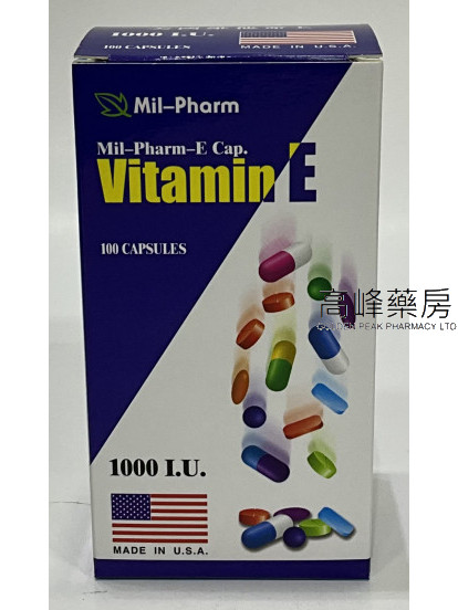 Mil-Pharm美國維他命 E 1000I.U 100Capsules